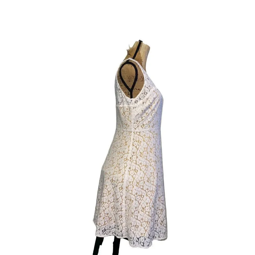 I Heart Ronson Cream Sleeveless Tank‎ Dress With Gold Lining - Size 8